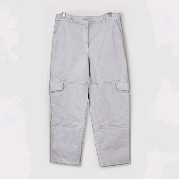Wilfred Pants Womens 14 Beige Twill Straight Cargo Pockets Streetwear Preppy - Picture 1 of 16